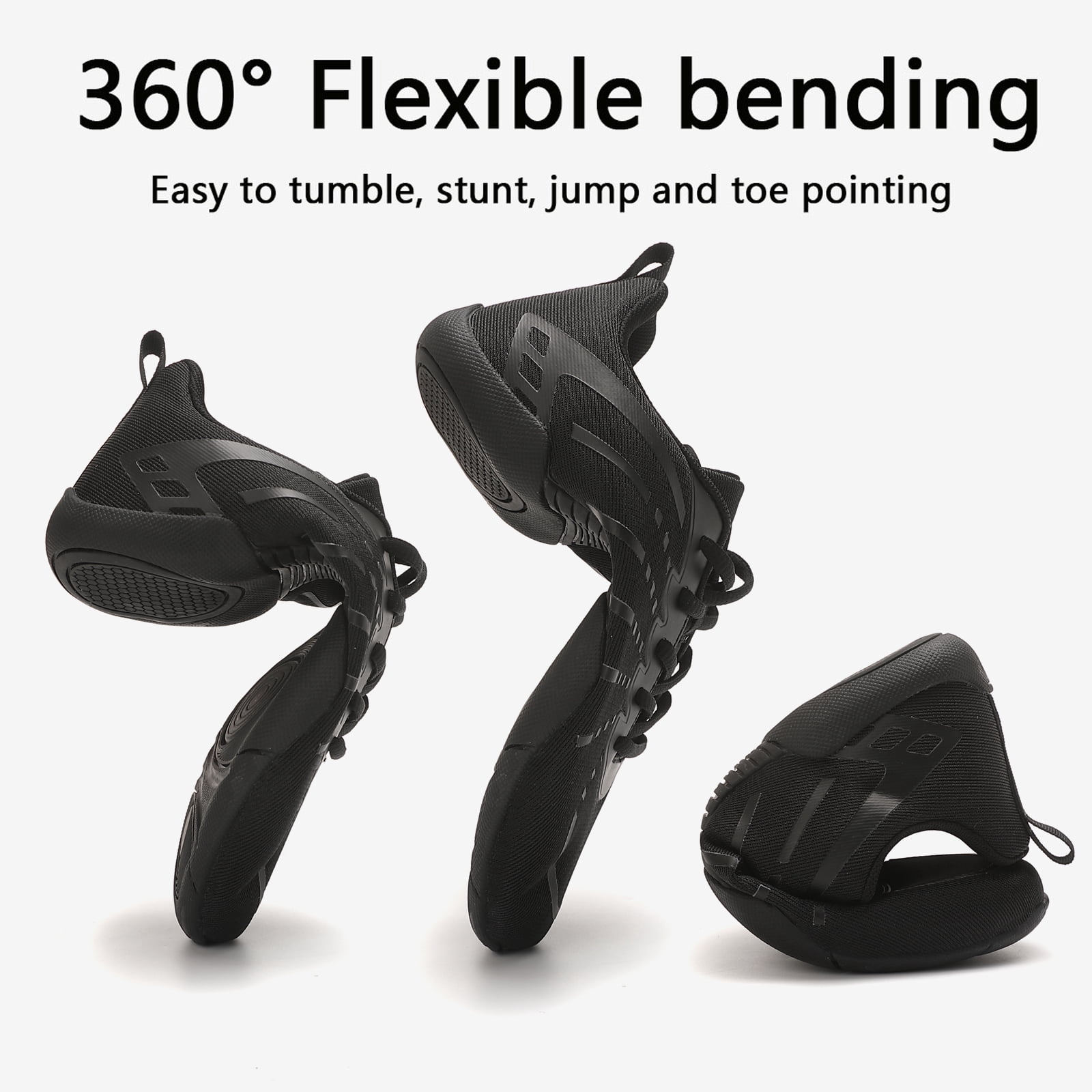 GlideMoves Black Cheer Shoes Girls Dance Sneakers Women Training Competition Tumbling Athletic Mesh style breathable Women 9
