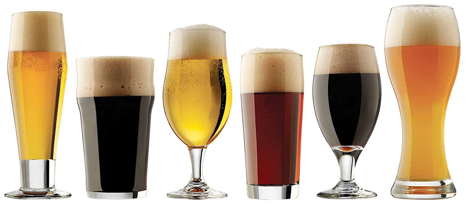 Craft Brew Sampler Clear Beer Glass Set, 6-Piece, Ship from USA,Brand Libbey by