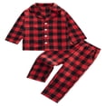 thumbnail image 4 of SILVERCELL Toddler Kids Plaid Pajamas Outfit,Long Sleeve Button Down Top and Pants Two Piece Set for Boys and Girls 18 Months-6 Years, 4 of 9