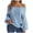 Blue, variant on IROINNID Women's Knit Long Sleeve Off-The-Shoulder Sweater Ladies Casual Loose Fit Solid Fall Tops,Hot Pink