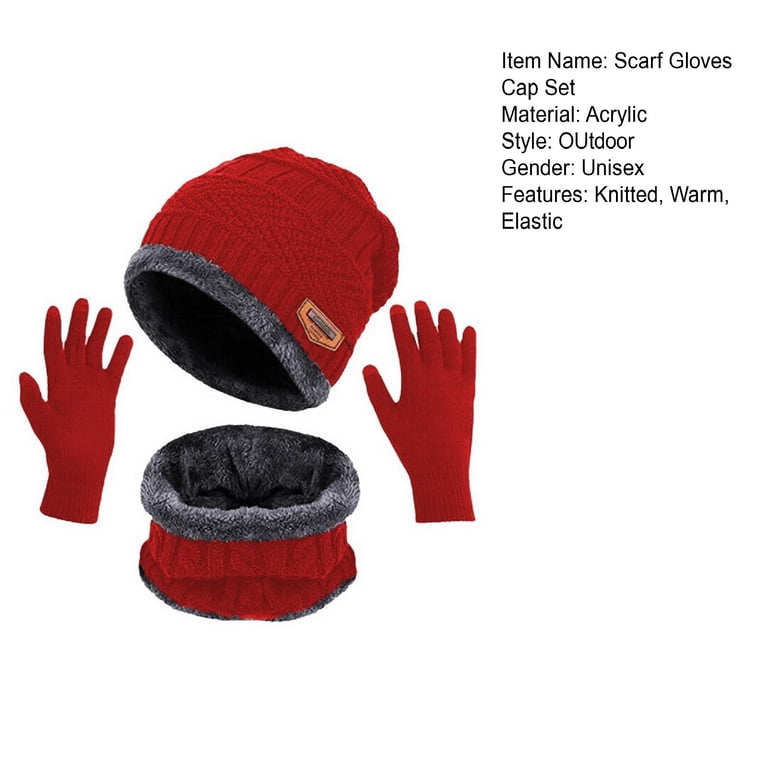Unisex Winter Beanie Scarf Gloves Set Acrylic Long Neck Warm Accessories knit Neck Scarf Gloves Caps Three Piece Set For Women&Men  main image 2