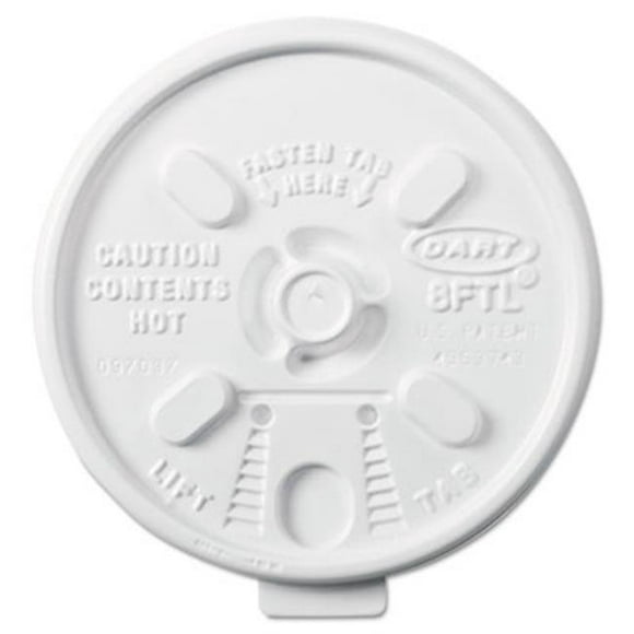 Dcc 8FTL Lift n Lock Couvercles de Tasse Chaude en Plastique&44; 6 à 10 oz. - Blanc