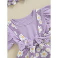 thumbnail image 5 of Bagilaanoe Newborn Baby Girl Summer Rompers Dress Flower Print Short Sleeve Bodysuits + Headband 6M 12M 18M 24M 3T 4T Kids Patchwork A-line Dresses, 5 of 7