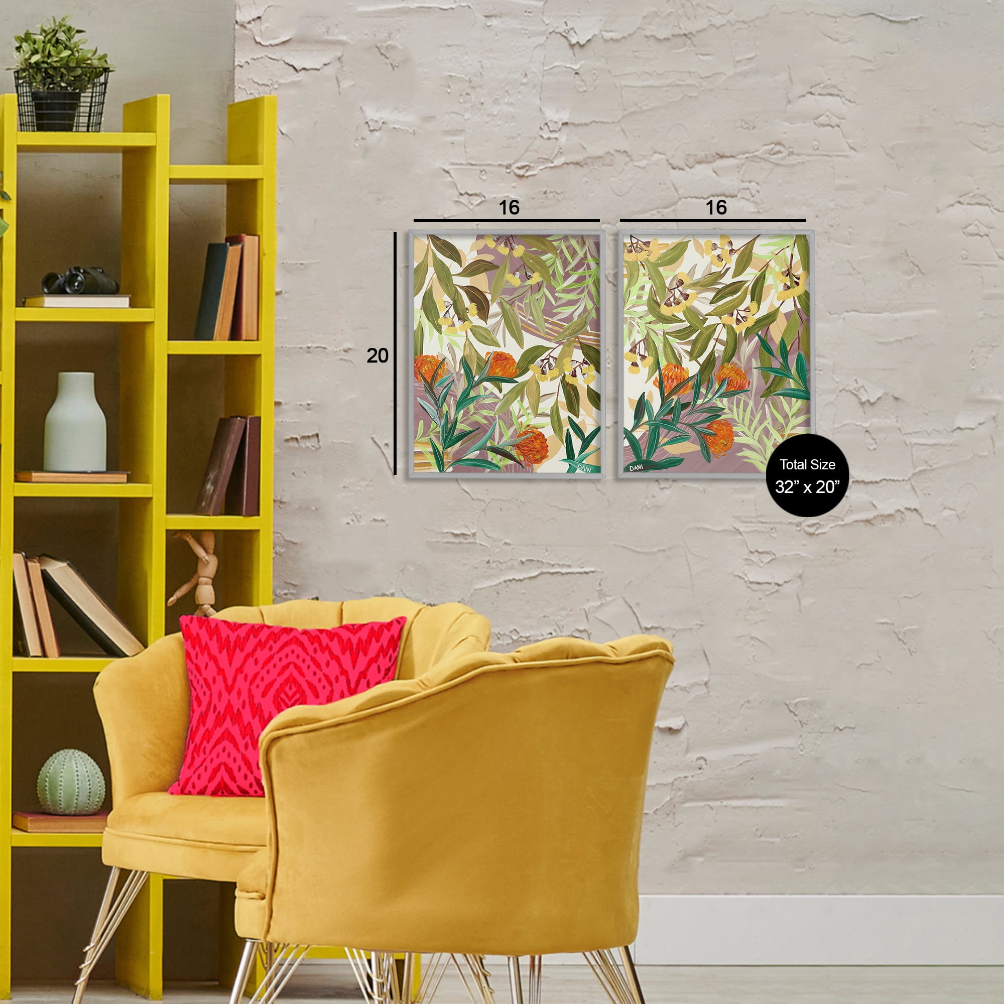 Stupell Industries Walk With Me Botanicals 2 Piece Gray Framed Giclee Art Set, design by Dani Heyward