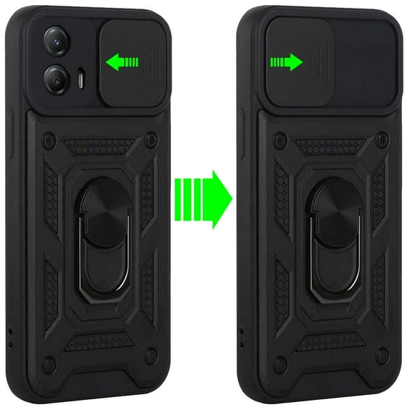 For Motorola Moto G 5G 2023 Hybrid Cases with Slide Camera Lens Cover and Ring Holder Kickstand Rugged Dual Layer Cover ,Xpm Phone Case [ Black ]