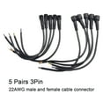 thumbnail image 1 of 5 Pairs IP65 Waterproof 2/3-Pin 22AWG Wire LED Male and Female Cable Connector, 1 of 10