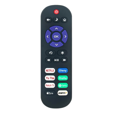 Universal Replaced Remote Control Fit For Hisense /TCL /Onn /Philips /Insignia /Sharp/Roku TV and other brand roku TV with APPs: NETFLIX DISNEY+ YOUTUBE HULU RAKUTEN-TV SPOTIFY APPLE-TV+ ESPN