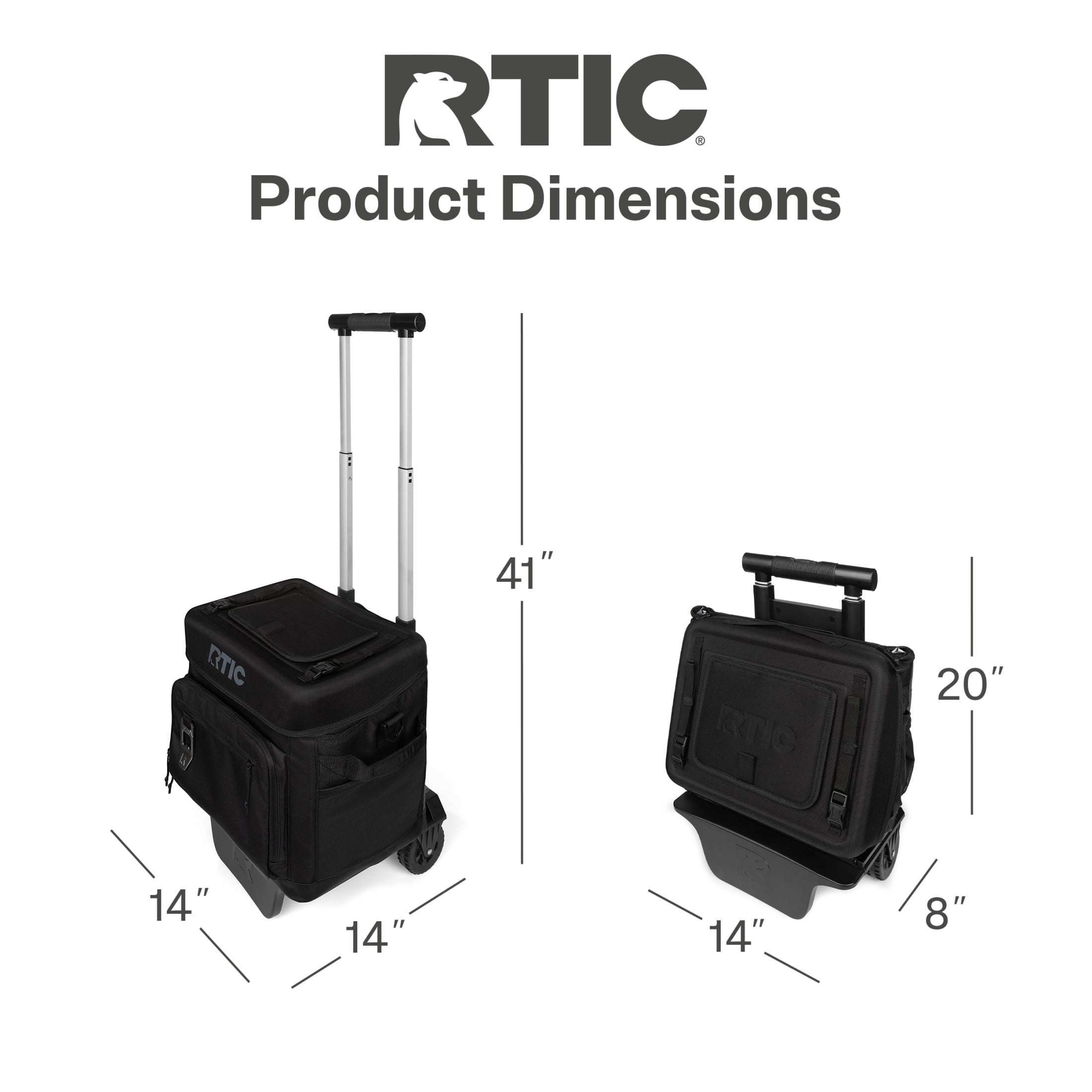RTIC 40-Can, 21 Qt, Collapsible Wheeled Cooler with Bottle Opener, Black