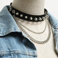 thumbnail image 3 of Jinsinto Punk Goth Métal Pointe Clouté Lien en Cuir Collier Choker Collier Gothique Rivet Point Choker, 3 of 5