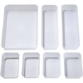 thumbnail image 1 of Bandejas de almacenamiento para cajones, organizador de plástico transparente con 3 tamaños de cajas para escritorio, tocador, baño, cocina (paquete de 7) brillar Electrónica, 1 of 5