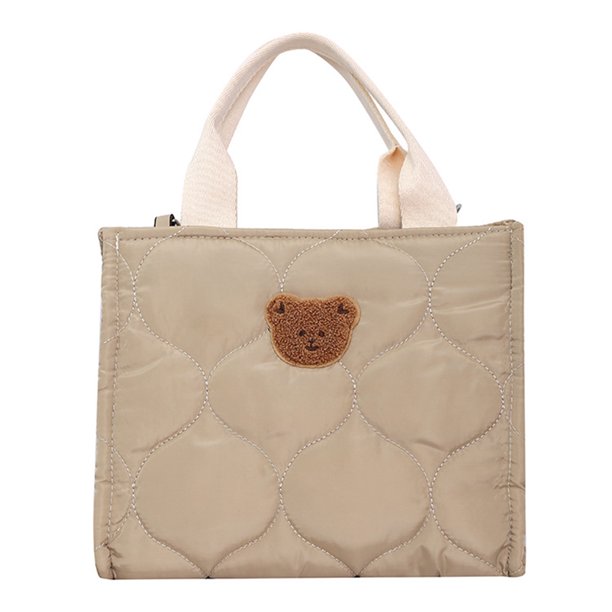 Bolso de mano con parches de oso para mujer, bolso informal tipo Hobo, bolso cruzado, bolso de trabajo con almohada