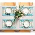 thumbnail image 4 of Placemats Set of 4,Teal Floral Flower,Washable Burlap Woven Heat Resistant Placemat for Dinning Table,Farmhouse,Outdoor,18X12 Inch, 4 of 5
