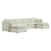 CHITA Oversized Modular Sectional Sofa Set with Storage Ottoman,Extra Large U-Shape Sofa Couch with Reversible Chaise,6 Seat Modern Modular Sofa for Living Room,Linen,146 inch Width