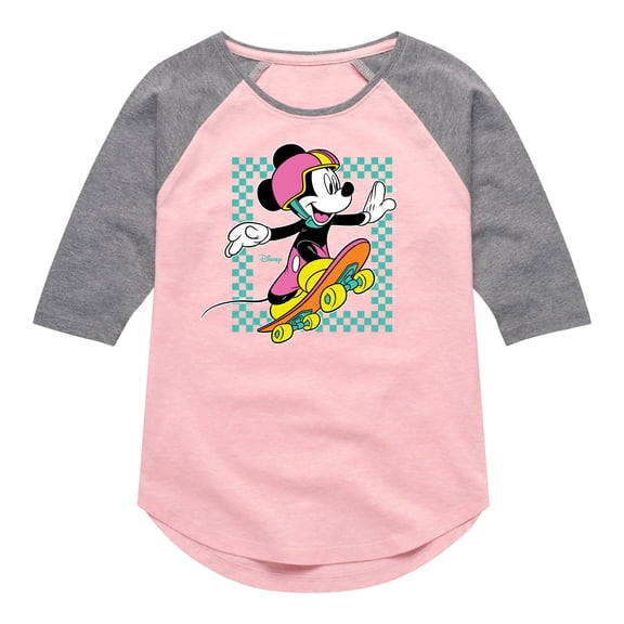 Disney - Mickey & Friends - Skater Out the Box - Toddler And Youth Girls Raglan Graphic T-Shirt
