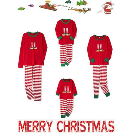 

Sunisery Matching Family Christmas Pajamas Set Long Sleeve Stripe Outfit Sleepwear Nightwear Homewear Jammies for Adults Kids