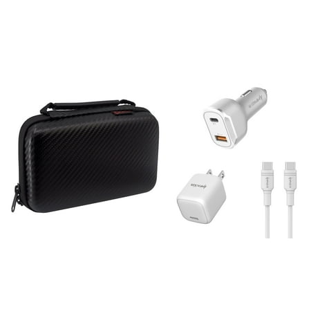 

Premium Charging Bundle for TCL Stylus 5G: 36W Ultra Fast Dual Port (Type-C PD) Car Charger 20W USB-C Wall Charger USB-C to USB-C Cable Compact Organizer Travel Case - White