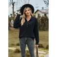 thumbnail image 2 of XCHQRTI Women V Neck Blouse Turndown Collar Long Sleeve Shirts with Buttons Fall Clothes Ladies Tops, 2 of 8