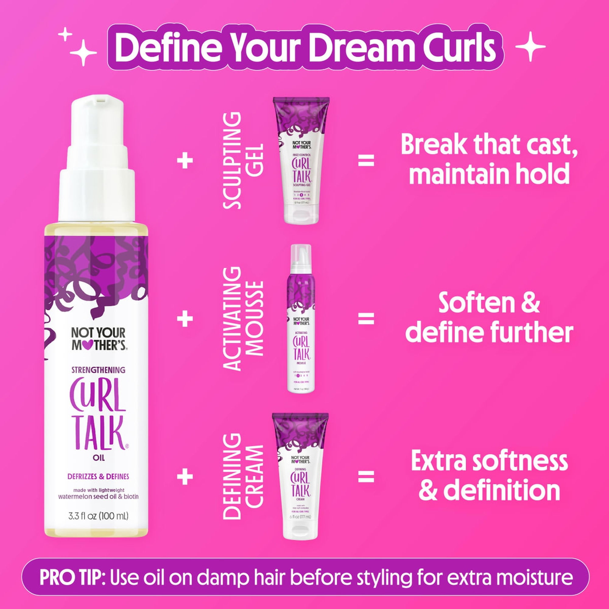 (8 pack) Not Your Mother's Curl Talk Strengthening Oil with UV Defense, 3.3 fl oz