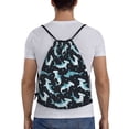 thumbnail image 2 of Drawstring Backpack - Blue dot hammerhead shark Splash Proof Small Drawstring Gym Bag for Women Men, Cinch Sports String Bag Backpack for Travel Swimming Beach, 2 of 8