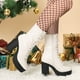 thumbnail image 2 of Botas de combate con plataforma con cordones y tacones gruesos para mujer blanco 36, 2 of 7