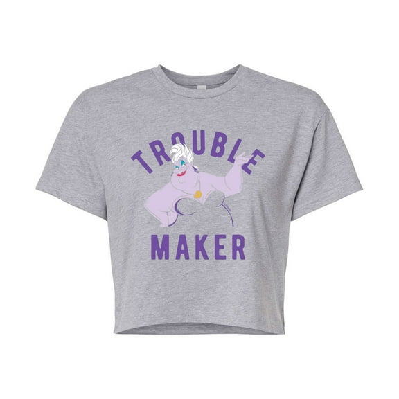 Disney Villains - Trouble Maker - Juniors Cropped Cotton Blend T-Shirt