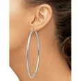 thumbnail image 3 of Primal Gold 14 Karat White Gold Lightweight 3mm Diamond-cut Hoop Earrings, 3 of 4