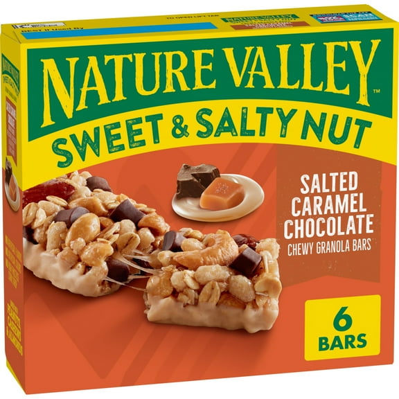 Nature Valley Granola Bars, Sweet Salty Nut, Salted Caramel Chocolate, 6 ct, 7.2 OZ