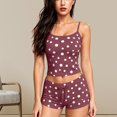 thumbnail image 6 of Jowdiw Women Pajama Set Polka Dot Print Cami Shorts Set Drawstring Lounge Sleepwear Two Piece Home Wear, 6 of 6