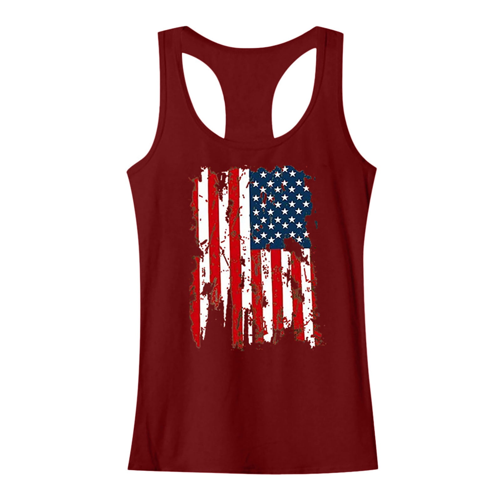 DESFSE Women's American Flag Tank Top – Patriotic 4th Of July Racerback Sleeveless Tee – Soft & Stretchy (White, X-Large)