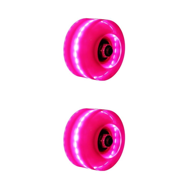 Soidarity Light Up Quad Roller Good Grip LED Ruedas de patín redondas Reducción de la fricción Rueda de doble Alta dureza Outdoor Girl Pink / Rosado morado 2Conjunto