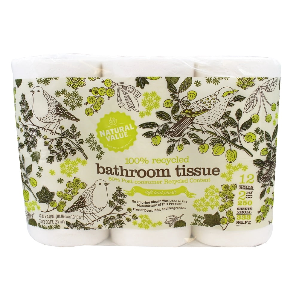 Natural Value 100 Recycled Bathroom Tissue 2Ply 250 Sheets 12 Roll(s)