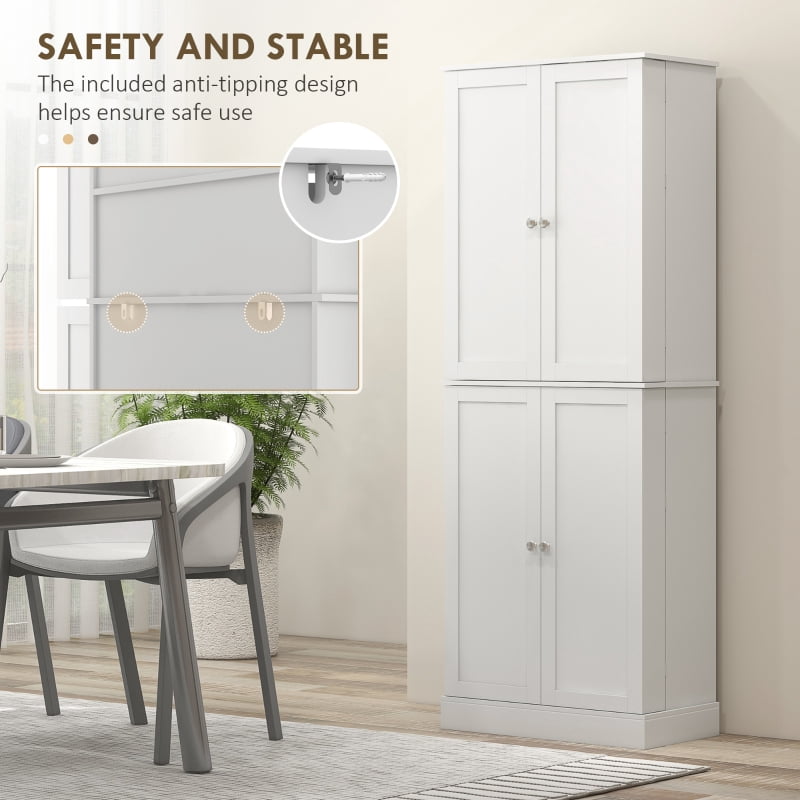 Alvantor Kitchen Pantry Storage Cabinet with 4 Doors & 16 Door Shelves 23.6" W x 13.8" D x 65.4" H White