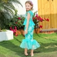 thumbnail image 2 of KONDYS Girls Swimsuits Two Piece Bikini Set Fish Tail Tie Dye Gradient Sequins Top Bottom With Cover Up Skirt Swimwear Tankini Size 8Y-9Y, 2 of 8