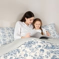 thumbnail image 4 of Erosebridal Vintage Rabbit Full Size Comforter Sets for Kids, Blue Beige Bedding Sets, Gray Reversible, 3pcs, 4 of 6