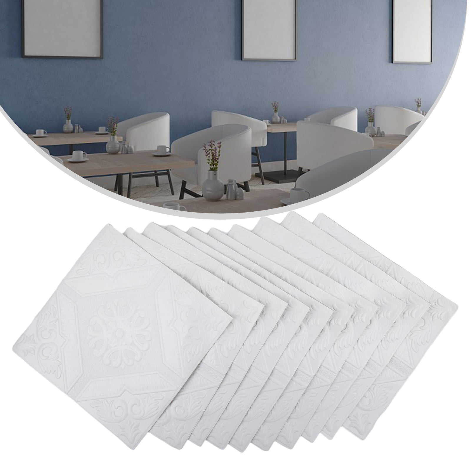 AFQH 100 Pack 3D Wall Panels Peel and Stick, White Faux Brick Wallpaper Stickers Self Adhesive Waterproof Foam for Interior Wall DIY Decor, Bedroom, Bathroom, Kitchen, Fireplace