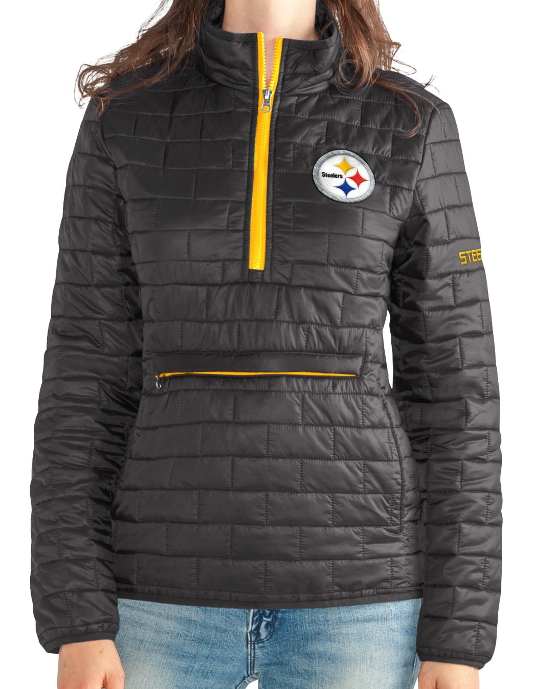 Pittsburgh Steelers Women's NFL "Spike" Half Zip Packable Quilted Jacket by G-III Sports
