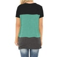 thumbnail image 4 of TEMOFON Summer Tops for Women Casual Short Sleeve Tops Trendy Crew Neck Twist Knot T Shirts Color Block Green T Shirts Size XL, 4 of 4