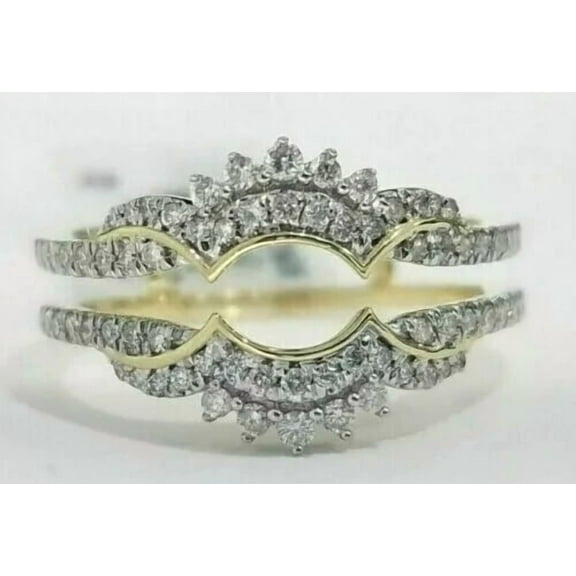 Guard Wrap Enhancer Ring 2 CT Round Cut White Moissanite 14K Yellow Gold Plated
