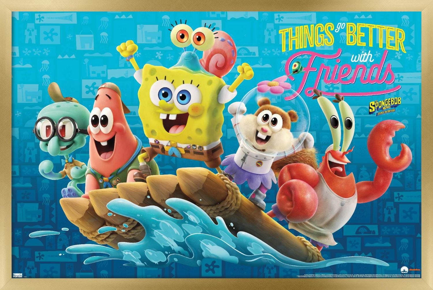 The SpongeBob Movie: Sponge On The Run - Friends Wall Poster with Push Pins, 14.725" x 22.375"