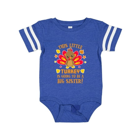 

Inktastic This Little Turkey is Going to Be a Big Sister with Orange Text Gift Baby Girl Bodysuit