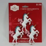 Holiday Time Christmas Tree Mini Ornaments, Unicorns, 3 Count