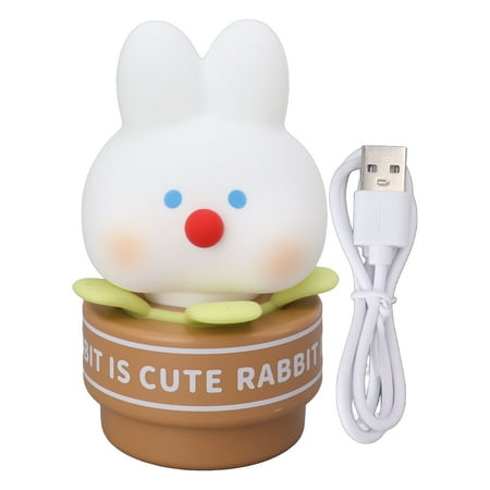

Big sale Desktop Night Light Cartoon Rabbit Silicone Lamp USB Rechargeable Kids Desk Light 3 Gears Brightness