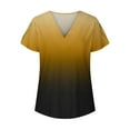 thumbnail image 4 of Lovskoo Womens Short Sleeve T Shirts Striped Color Blocking V-Neck Cute Basic Tee Summer Tops Dressy Casual Yellow, 4 of 7