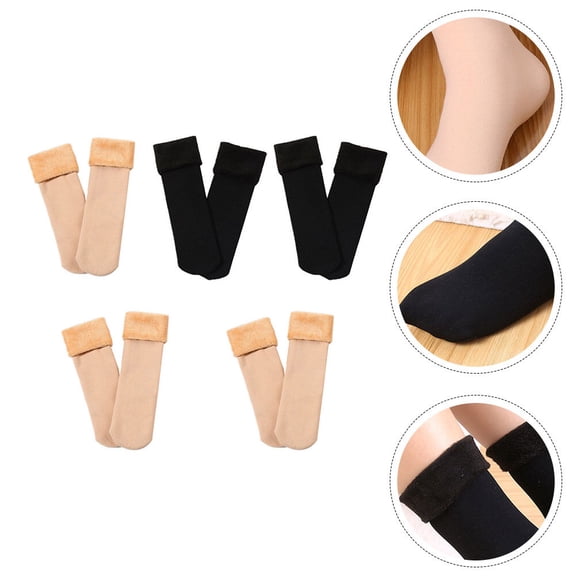 WHAMVOX Thick Warm Socks for Winter Household Use Black Nylon Adult Size Fashionable Elastic Fit