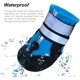 thumbnail image 3 of Botas para perros, 4 pares de zapatos impermeables para perros con correas reflectantes antideslizantes, botas protectoras para cachorros, perros pequeños y medianos (L, azul), 3 of 5
