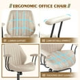 thumbnail image 6 of Toject Ergonomic Office Chair, Mid Back Comfy Home Office Chair with Lumbar Support, Mid-Century Modern Computer Executive Desk Chair with Thickened Cushions (Suede Leather, Beige), 6 of 9