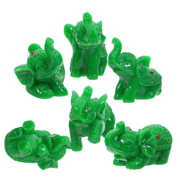 COOPHYA Feng Shui Statues 6Pcs Green Resin Elephants For Idea