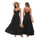 thumbnail image 1 of Vestido largo HTZMO para mujer, estampado floral, cuello en V, 2025, negro, 1 of 7