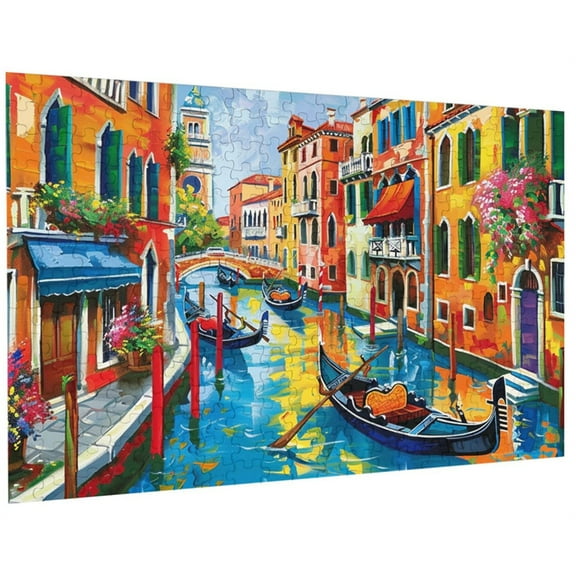 100 Piece-Format Puzzle Vibrant Italy Venetian Scenery Gondolas Ride Matte Finish for Enhanced Visuals Eco-Friendly Materials