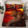 thumbnail image 2 of Homewish Teens Wildlife Leopard 4 Pieces Queen Sheet Sets,Woodland Jungle Animal Ultra Soft Flat Sheet,Orange Brown Queen Fitted Sheet,Super Cozy Room Decor, 2 of 7